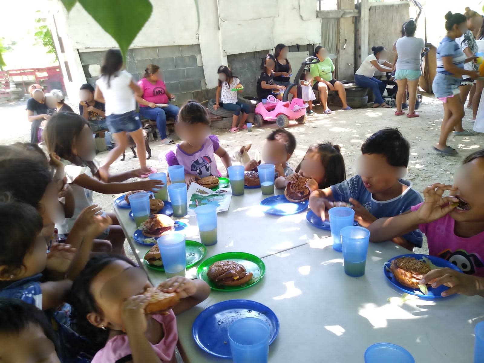 Community volunteers serving food